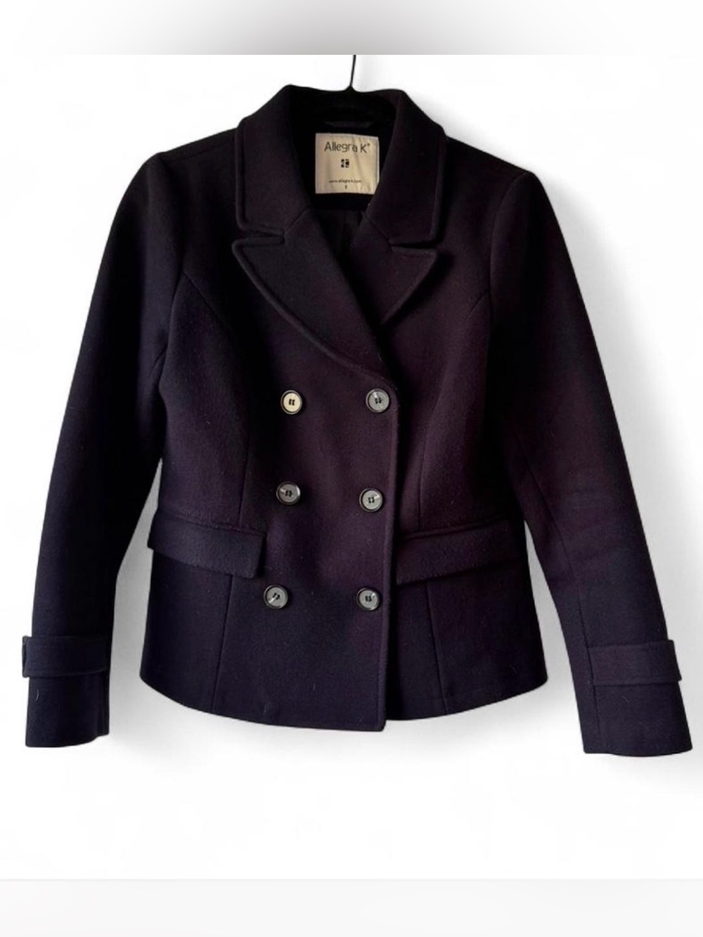 Allegra K Women's Navy Double-Breasted Peacoat